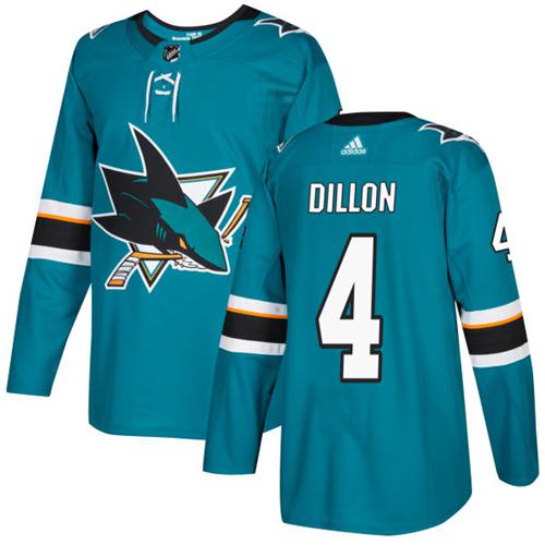 Adidas Sharks #4 Brenden Dillon Teal Home Authentic Stitched NHL Jersey